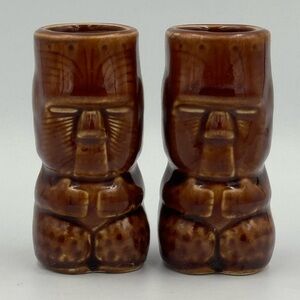 Pair of Maori Tiki Mug Shot Glasses